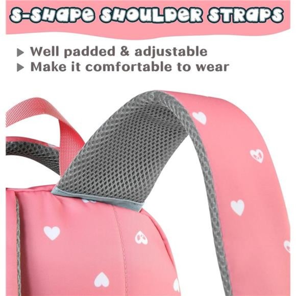 Travel Backpack Girls Pink Bookbags Kindergarten Primary Elementary School Bags - Picture 2 of 7